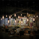 Retro iron art black cage pendant light dining room amber bulb by Decorbites
