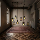 Retro iron art black cage pendant light dining room amber bulb by Decorbites