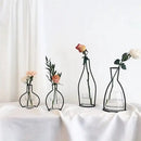 Retro iron black wireframe glass vase pot ornament for living room by Decorbites
