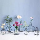 Retro iron black wireframe glass vase pot ornament for living room by Decorbites