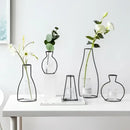 Retro iron black wireframe glass vase pot ornament for living room by Decorbites