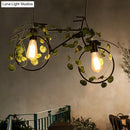 GobekUsa Retro Metal Bicycle Restaurant Ceiling Light with 2 Black Drop Lamp Heads and Plant Decor
