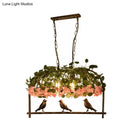 GobekUsa Retro Metal Birdcage Ceiling Light with Flower Decor - Brass Finish, 2/3/4 Heads - Perfect for Restaurants and Islands