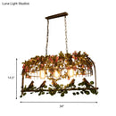 GobekUsa Retro Metal Birdcage Ceiling Light with Flower Decor - Brass Finish, 2/3/4 Heads - Perfect for Restaurants and Islands