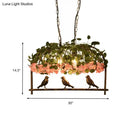 GobekUsa Retro Metal Birdcage Ceiling Light with Flower Decor - Brass Finish, 2/3/4 Heads - Perfect for Restaurants and Islands