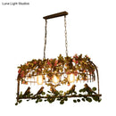 GobekUsa Retro Metal Birdcage Ceiling Light with Flower Decor - Brass Finish, 2/3/4 Heads - Perfect for Restaurants and Islands