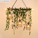 GobekUsa Retro Metal Island Light with 5 Pink/Green Flower/Plant Drops for Restaurants