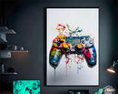 Retro splatter painted funny monkey player wall art gaming room by Decorbites