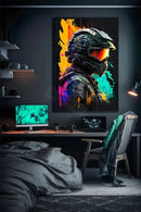 Retro splatter painted funny monkey player wall art gaming room by Decorbites