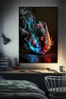 Retro splatter painted funny monkey player wall art gaming room by Decorbites