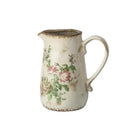 Nordic pastoral style white floral ceramic pitcher living room vase by Decorbites