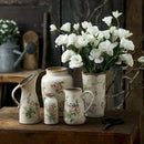 Nordic pastoral style white floral ceramic pitcher living room vase by Decorbites