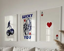 Retro ace card queen hearts canvas paintings living room wall art by Decorbites