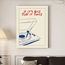 Retro blue record player modern music canvas – living room wall art
