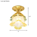 GobekUsa Retro Style Gold Ruffle Glass Ceiling Lamp - 1-Head, Semi Flush Mount for Hallway