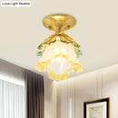 GobekUsa Retro Style Gold Ruffle Glass Ceiling Lamp - 1-Head, Semi Flush Mount for Hallway
