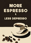 Retro blue and pink espresso wall art kitchen framed poster by Decorbites