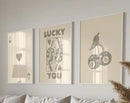 Modern beige & dark brown retro wall art – living room decor by Decorbites