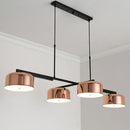 GobekUsa Rose Gold Metal 4-Light Pendant Island Fixture for Minimalist Dining Room