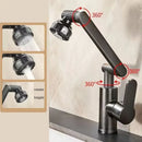 Modern matte black rotating dual-mode faucet kitchen mechanical arm by Decorbites