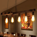 GobekUsa Rust Finish Pendant Lamp with Guitar Shaped Beam - Open Bulb Dining Room Island Ceiling Light (Metal, 5-Head)