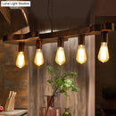 GobekUsa Rust Finish Pendant Lamp with Guitar Shaped Beam - Open Bulb Dining Room Island Ceiling Light (Metal, 5-Head)