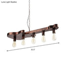 GobekUsa Rust Finish Pendant Lamp with Guitar Shaped Beam - Open Bulb Dining Room Island Ceiling Light (Metal, 5-Head)