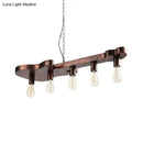 GobekUsa Rust Finish Pendant Lamp with Guitar Shaped Beam - Open Bulb Dining Room Island Ceiling Light (Metal, 5-Head)