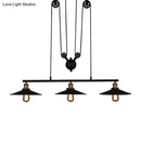 GobekUsa Rustic 3-Head Pendant Light with Black Flared Shade, Pulley and Metallic Finish - Perfect for Your Dining Room Island!