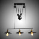 GobekUsa Rustic 3-Head Pendant Light with Black Flared Shade, Pulley and Metallic Finish - Perfect for Your Dining Room Island!