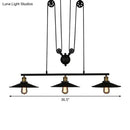 GobekUsa Rustic 3-Head Pendant Light with Black Flared Shade, Pulley and Metallic Finish - Perfect for Your Dining Room Island!