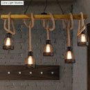 GobekUsa Rustic 5-Head Wood Dangling Island Pendant Light with Cage – Restaurant Ceiling Fixture