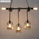 GobekUsa Rustic 5-Light Black Birdcage Island Pendant for Dining Rooms