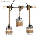 GobekUsa Rustic 5-Light Black Birdcage Island Pendant for Dining Rooms