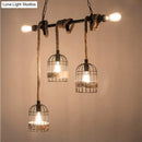 GobekUsa Rustic 5-Light Black Birdcage Island Pendant for Dining Rooms