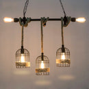 GobekUsa Rustic 5-Light Black Birdcage Island Pendant for Dining Rooms