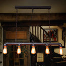 GobekUsa Rustic 5-Light Industrial Iron Plumbing Pipe Pendant for Table and Island