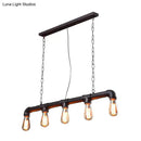 GobekUsa Rustic 5-Light Industrial Iron Plumbing Pipe Pendant for Table and Island