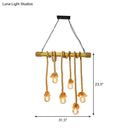 GobekUsa Rustic Bamboo Hanging Lamp with Bare Bulb Design - Dining Room Island Light in Brown