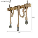 GobekUsa Rustic Bamboo Hanging Lamp with Bare Bulb Design - Dining Room Island Light in Brown