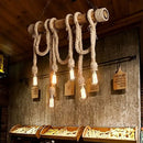 GobekUsa Rustic Bamboo Hanging Lamp with Bare Bulb Design - Dining Room Island Light in Brown