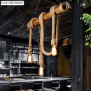 GobekUsa Rustic Bamboo Hanging Lamp with Bare Bulb Design - Dining Room Island Light in Brown