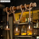 GobekUsa Rustic Bamboo Island Lighting Chandelier in Beige - Linear Bar Fixture