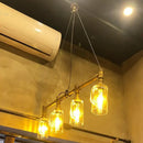 GobekUsa Rustic Bar Ceiling Clear Glass Beer Mug Pendant Light in Bronze with Water Pipe Design