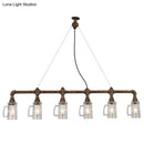 GobekUsa Rustic Bar Ceiling Clear Glass Beer Mug Pendant Light in Bronze with Water Pipe Design