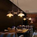 GobekUsa Rustic Beige Glass Island Pendant Light with Antler Decor - Bowl Shape, 2 Bulbs, Ideal for Restaurant Ceilings