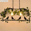 GobekUsa Rustic Birdcage Island Pendant Light with Ivy for Restaurant Décor