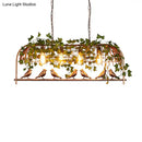 GobekUsa Rustic Birdcage Island Pendant Light with Ivy for Restaurant Décor