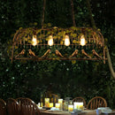 GobekUsa Rustic Birdcage Island Pendant Light with Ivy for Restaurant Décor