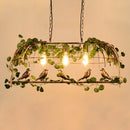 GobekUsa Rustic Birdcage Island Pendant Light with Ivy for Restaurant Décor